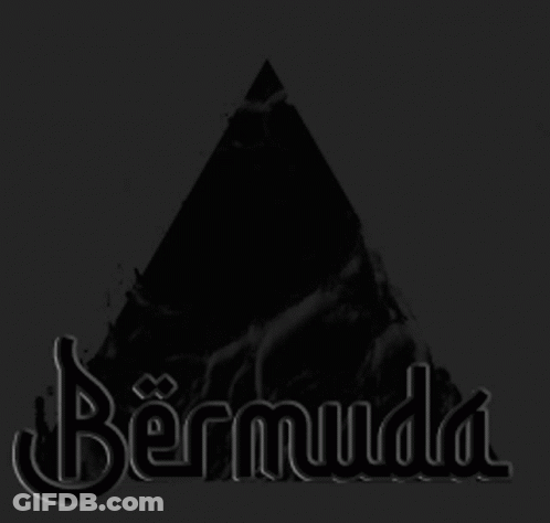 A Black Background With The Word Bermuda In White Letters GIF