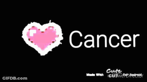 A Black Background With The Word Cancer And A Heart GIF