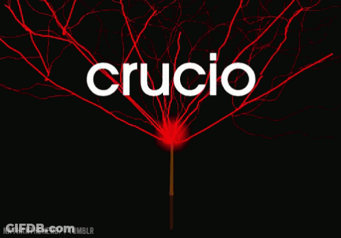 A Black Background With The Word Crucio In White Letters GIF