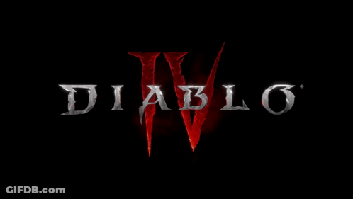 A Black Background With The Word Diablo Written In Silver GIF