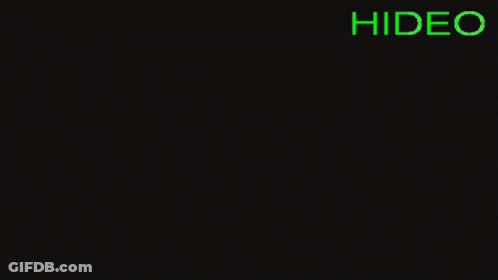 A Black Background With The Word Hideo Written In Green GIF