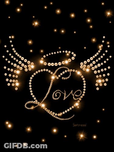 Black Background With Love In Gold GIF