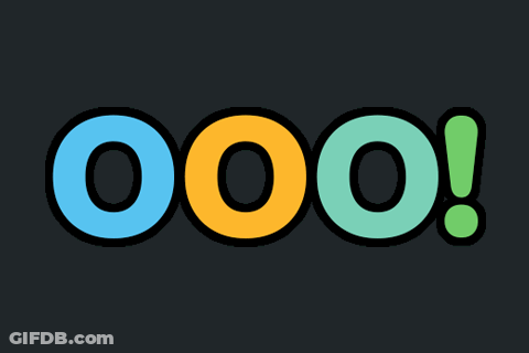 A Black Background With The Word Ooo In Blue Orange And Green GIF