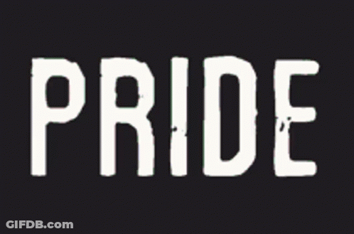 A Black Background With The Word Pride In Rainbow Colors GIF
