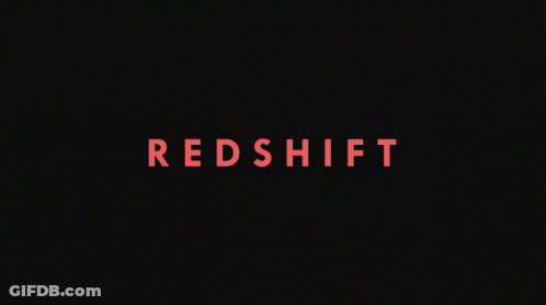 A Black Background With The Word Redshift In Red Letters GIF