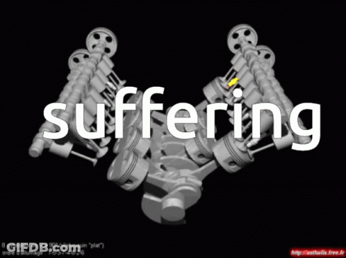 A Black Background With The Word Suffering Written On It GIF