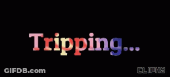 A Black Background With The Word Tripping Written In Multicolored Letters GIF