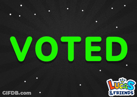 A Black Background With The Word Voted In Red GIF