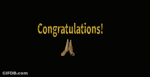 A Black Background With The Words Congratulations In Gold GIF