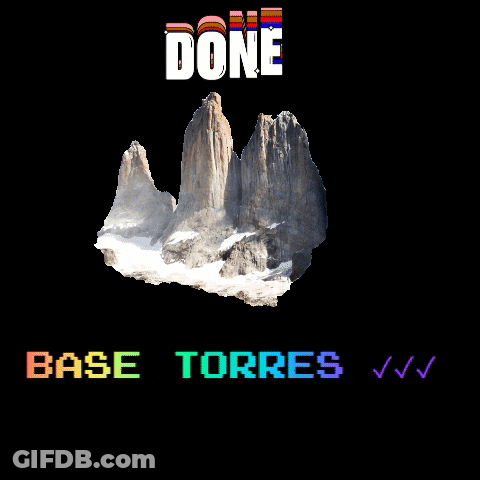 A Black Background With The Words Done And Base Torres Below It GIF