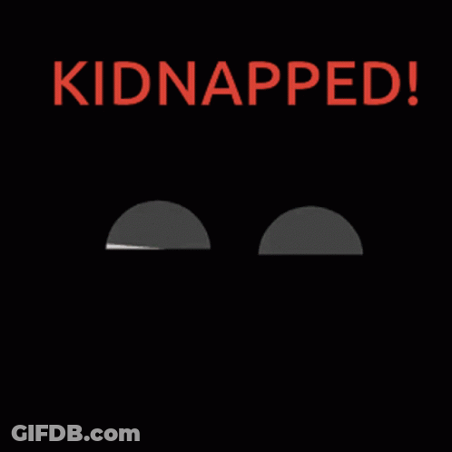 A Black Background With The Words Kidnapped In Red Letters GIF