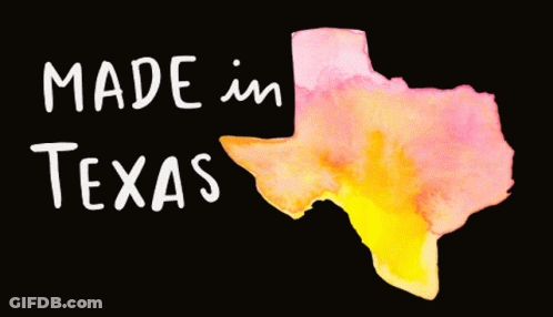 A Black Background With The Words Made In Texas GIF