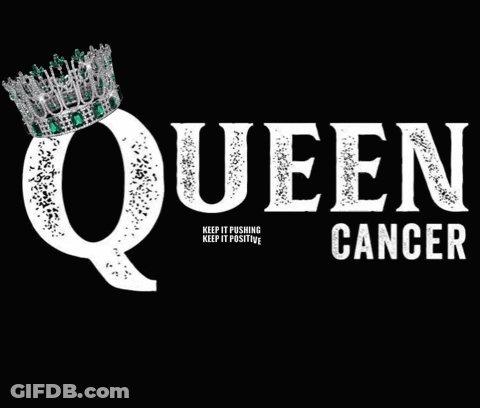 A Black Background With The Words Queen Cancer And A Crown GIF
