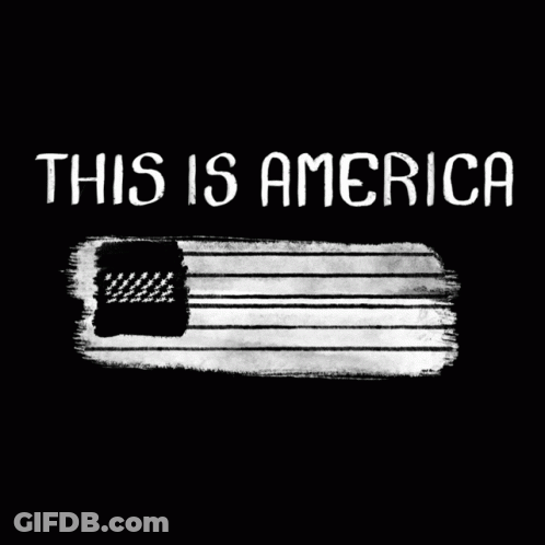 A Black Background With The Words " This Is America " GIF