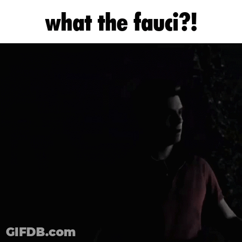 A Black Background With What The Fauci Written On It GIF