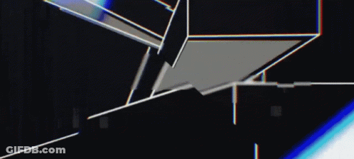 A Black Background With White And Blue Lines And A White Triangle In The Middle GIF