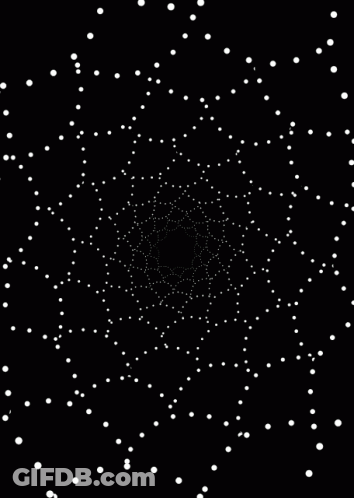 A Black Background With White Dots In A Spiral . GIF