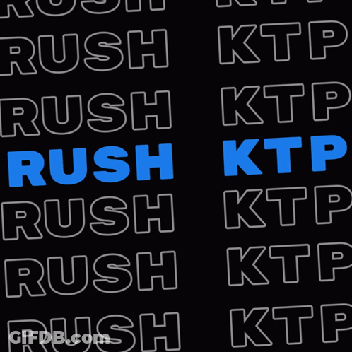 A Black Background With White Letters That Say Rush Ktf And Rush Ktp GIF
