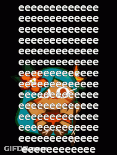 A Black Background With White Letters That Says Eee GIF