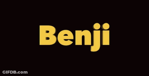 Black Background With Yellow Benji Letters GIF
