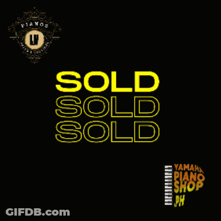 A Black Background With Yellow Letters That Say Sold On It GIF