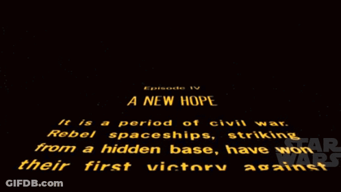A Black Background With Yellow Text That Says A New Hope On It GIF