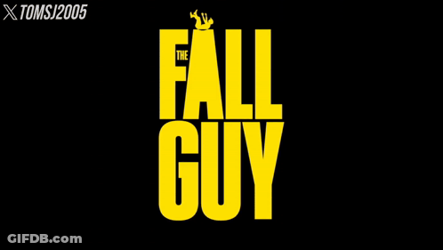 A Black Background With Yellow Text That Says Fall Guy GIF