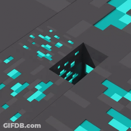 A Black Block With Blue Squares On It GIF