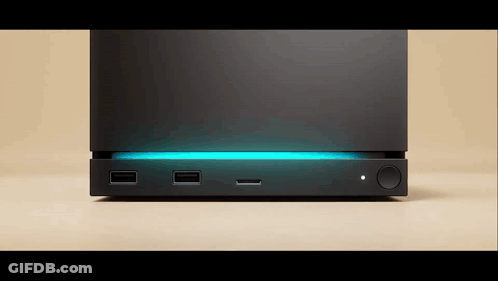 A Black Box With A Blue Light On The Bottom Of It GIF