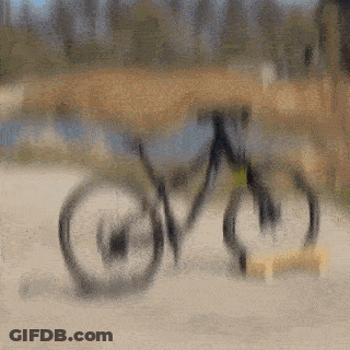 A Black Cannondale Bicycle Is Parked On The Side Of A Road GIF
