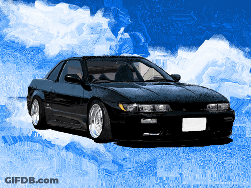 A Black Car Is On A Blue Background GIF