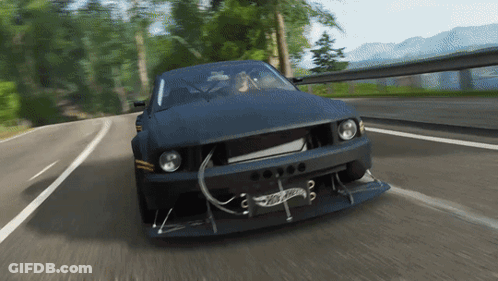 A Black Car With A License Plate That Says Hot Wheels On It GIF