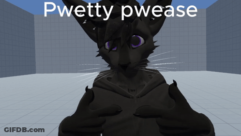 A Black Cat Giving A Thumbs Up With The Words Pwetty Pwease Written Above It GIF