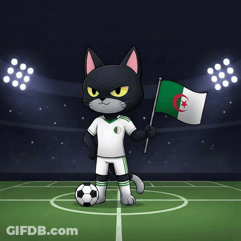 A Black Cat Holding A Flag And A Soccer Ball On A Field GIF
