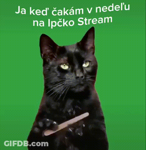 A Black Cat Is Holding A Nail File On A Green Background . GIF