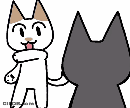 A Black Cat Is Standing Next To A Shadow Of It GIF