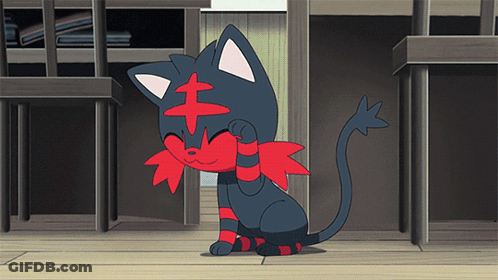 A Black Cat With Red Stripes On Its Legs And A Red Cross On Its Head GIF
