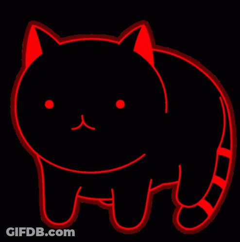 A Black Cat With Yellow Ears And A Yellow Outline GIF