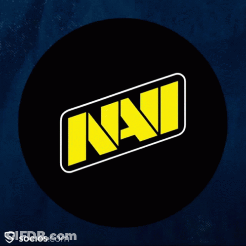 A Black Circle With A Yellow And White Logo That Says Navi GIF