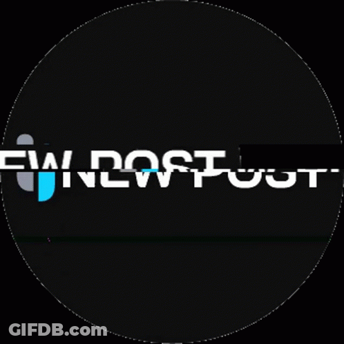 A Black Circle With The Words New Post Written On It GIF