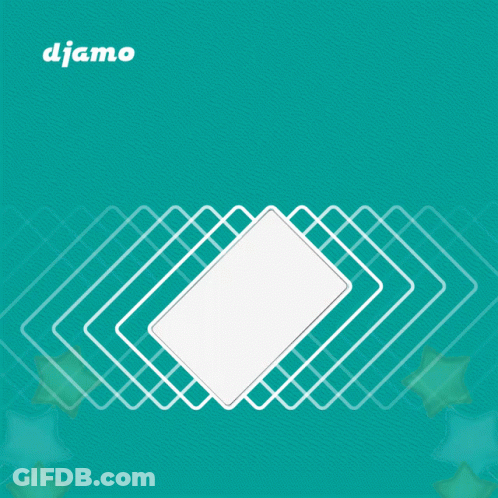 A Black Djamo Credit Card Is Displayed On A Green Background GIF