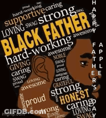 A Black Father Is Surrounded By Words That Describe Him . GIF
