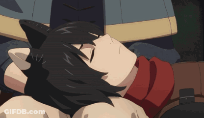A Black Haired Anime Character Is Sleeping On A Bed GIF