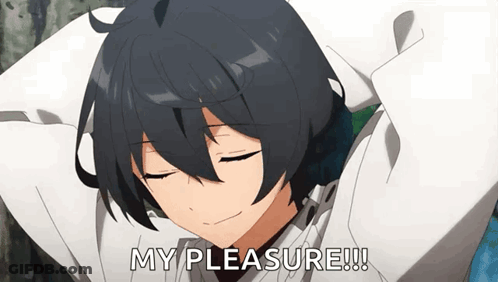 Smiling Black Haired Anime Saying My Pleasure GIF