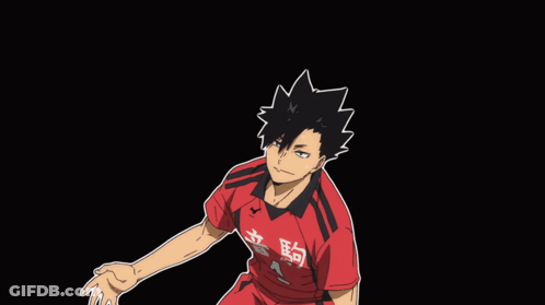 A Black Haired Anime Character Wearing A Red Jersey GIF