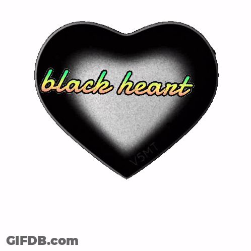 A Black Heart With The Word Black Heart Written On It . GIF