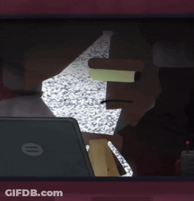 A Black Hp Laptop Is Sitting On A Purple Table GIF