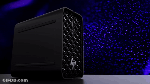 A Black Hp Mini Workstation With The Words Z2 Mini G1a Mini Workstation Transformative Ai Performance GIF