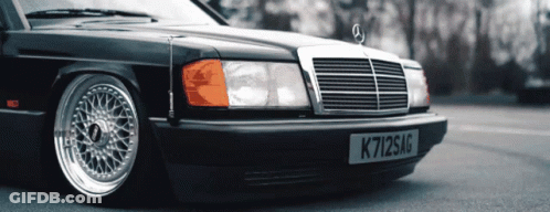 A Black Mercedes Has A License Plate That Says K712sac GIF
