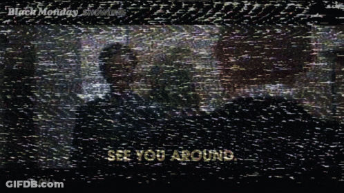 A Black Monday Showtime Advertisement Shows A Man And Woman Talking GIF